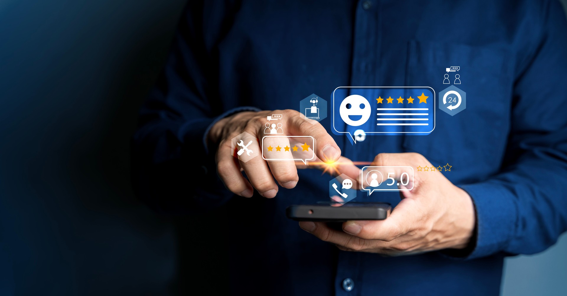 Customer review satisfaction feedback survey concept, Customer can evaluate quality of service